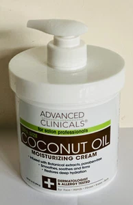 ADVANCED CLINICALS COCONUT OIL MOISTURIZING FACE & BODY CREAM LOTION - SPA SIZE - Picture 1 of 2