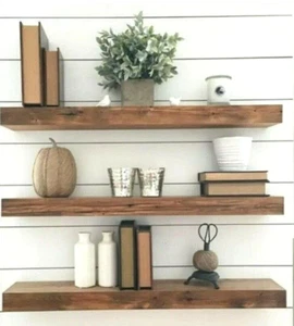 Rustic Floating Wooden  Shelf Handmade| Brackets  - Picture 1 of 29
