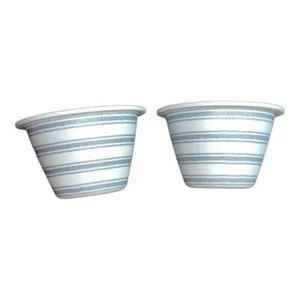 2 Herz Hand Magnolie Melamin 9 Unzen Dipschalen Dessertbecher Denim gestreift blau - Bild 1 von 7