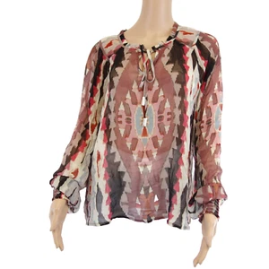 Damen Bluse Bunt GRACE Tunika Hemd Shirt Viskose Transparent Größe S 36 IKAT Neu - Bild 1 von 10