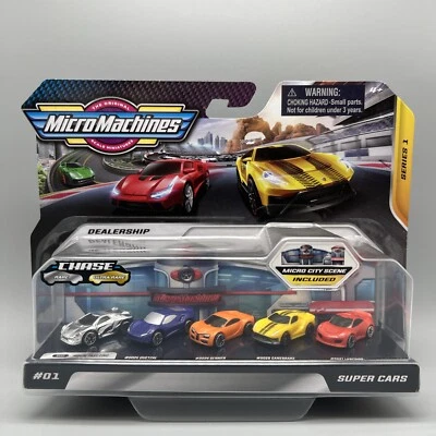 Micro Machines Chase Super Cars Silver Chrome Dealership Rare Read Description - Image 1 of 4