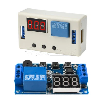 DC 12V LED Timer Relay Programmable Buzzer Button Module Delay Switch With Shell - Image 1 of 4