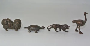 Ovetto x 4 animali bruniti 1978 set completo metallo bouquet cane leone tartaruga - Foto 1 di 11