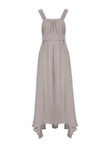 Maxi Vestido de Lino LE KASHA Neutral Espalda Abierta Talla M Precio de venta sugerido por el fabricante £850 - Imagen 1 de 3