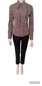 Blusa blusa Robert Friedman a cuadros volantes talla S - Imagen 1 de 7