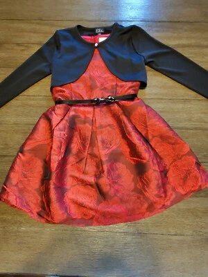 儿童场所圣诞无袖连衣裙女孩尺寸 6X-7,含开衫 — 第 1/4 张图片