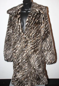 Michael by Michael Kors Faux Fur Brown Striped Coat - Picture 1 of 8