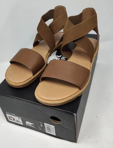 Sorel Ella III Sandal Women’s Velvet Tan Gum 2 Leather Straps Comfort Summer NEW - Picture 1 of 8