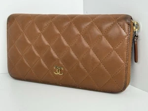 Chanel Timeless Quilted Leather Zip Around Wallet Brown with Gold Hardware - Bild 1 von 14