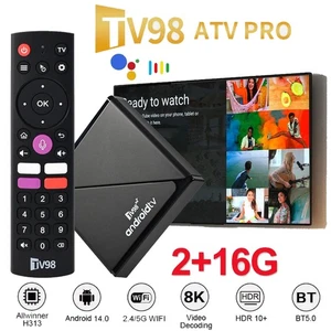 TV98 TV Stick Android 14 ATV WiFi Smart HD 8K 3D TV Box Media Player 2GB+16GB UK - Picture 1 of 20
