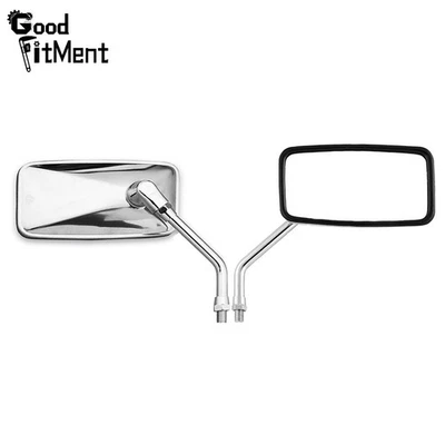 Espelhos retrovisores cromados de motocicleta 10 mm retangulares para Kawasaki Eliminator 125 - Imagem 1 de 4