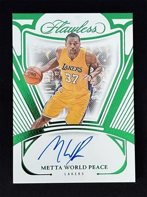 2023-24 Panini Flawless Metta World Peace #FA-MWP Autographs Auto Emerald /5 - Image 1 of 2