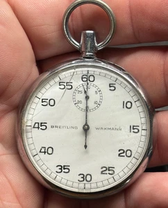 Vintage BREITLING WAKMANN Swiss 7 jewel STOPWATCH parts repair NEEDS CROWN - Picture 1 of 11