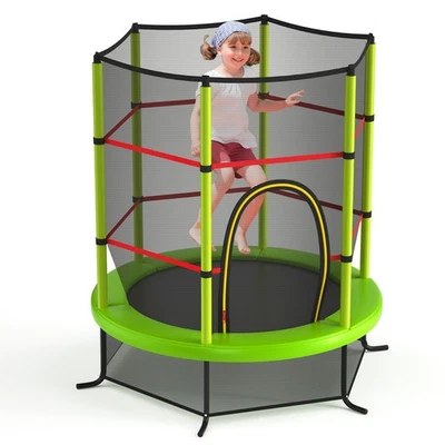 55" Kids Trampoline Bouncing Jumping Mat Recreational Trampoline W/Enclosure Net - Image 1 of 4