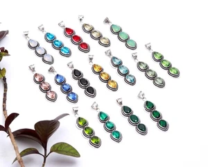 Multi Color Gemstone Wholesale Pendants Lot 925 Sterling Silver Jewelry Handmade - Picture 1 of 5