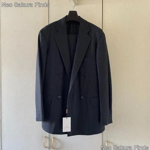 New camoshita Double Suit Setup S Japan Wool 98% Gray Charcoal 44 - Picture 1 of 6