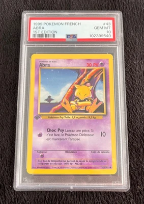 1999 Pokemon French 1st Edition Abra  Card #43 PSA Graded Mint 10 - Image 1 of 2
