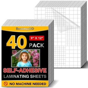 40 PCS Self-Adhesive Laminating Sheets, 9 x 12 Inches Clear Laminating Sheets... - Picture 1 of 6
