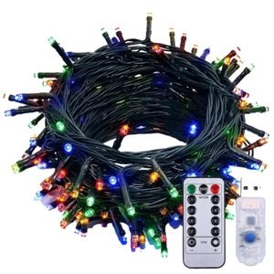 Multi Color 100 LED 32Ft USB Remote Control Fairy String Lights Xmas Weddings - Picture 1 of 8