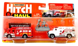 Matchbox Fahrzeuge Mit Anhänger Hitch & Haul Feuerwehr/Notarzt - Bild 1 von 1