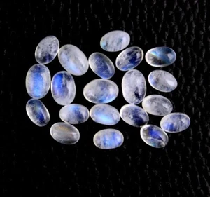Good Quality 5 Pieces Natural Rainbow Moonstone Cabochons,Smooth Oval 4x6-5x7 MM - Picture 1 of 3