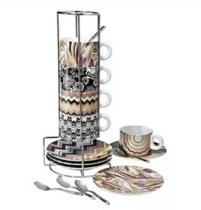 Missoni 16 pc Stoneware Stacking Espresso Set with Spoons Target Exclusive NEW - Picture 1 of 5