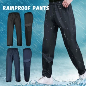 Men Women Waterproof Pants Windproof Hiking Motorcycle Outdoor Rain Trousers - Picture 1 of 19