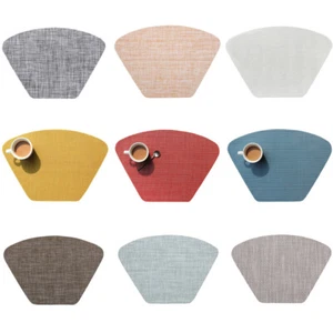 Fan-shaped Solid Color Placemat Heat Insulation Pads Non-Slip Mat Coaster Pad - Picture 1 of 10