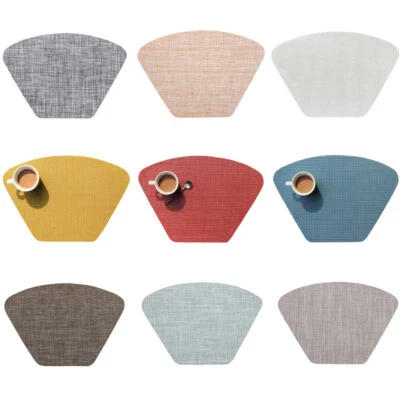 Fan-shaped Solid Color Placemat Heat Insulation Pads Non-Slip Mat Coaster Pad - Image 1 of 4