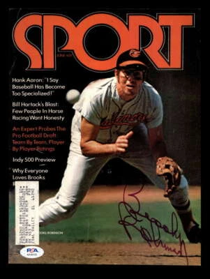 Brooks Robinson PSA DNA Signed Sport Cover 8x10 Photo Orioles Autograph - Image 1 of 3