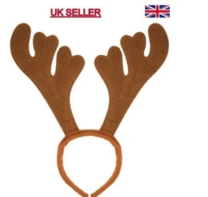 Christmas Reindeer Antlers On Headband For Christmas Fancy Dress - Picture 1 of 2