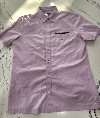 Camisa de mezclilla Trussardi para hombre / XL / inteligente / informal púrpura manga corta  Foto 1 de 4