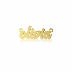 10K Solid Yellow Gold Personalized Custom Cursive Name Pendant - Necklace Charm - Picture 1 of 3