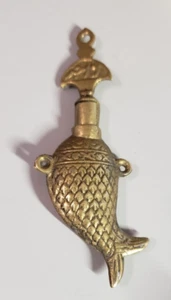 Brass Kohl Henna Holder Fish Container Empty vintage HTF - Picture 1 of 5
