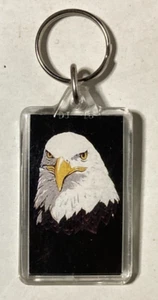 American Bald Eagle KeyChain New Old Stock 3.5" KeyRing, Black Background - Picture 1 of 2