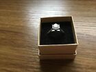DAZZLE PRETTY WHITE ZIRCON SOLITAIRE RING. ENGAGEMENT ? 925 SILVER. SIZE T Boxed