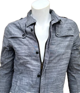 Ezekiel Shirt Mens Gray Button Up Zipper Up California Style Long Sleeve Shirt - Picture 1 of 11