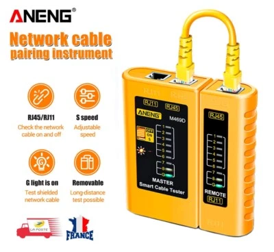 ANENG Testeur de câble Réseau Ethernet et téléphonique RJ45 RJ11 RJ12 UTP, LAN, M469D