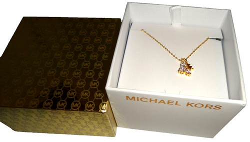 MICHAEL KORS Collana Oro Giallo Logo MK & 3 Cristalli Singoli MKJ7304710+ SCATOLA MK