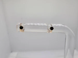 14kt Yellow Gold Round Black Onyx Small Stud Earrings - Picture 1 of 7