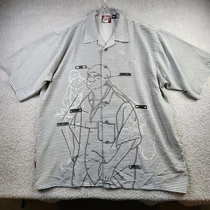 Southpole Button Up Shirt Men's XXL Y2k 90's Vintage Baggie Hip Hop Gray Striped - Picture 1 of 16