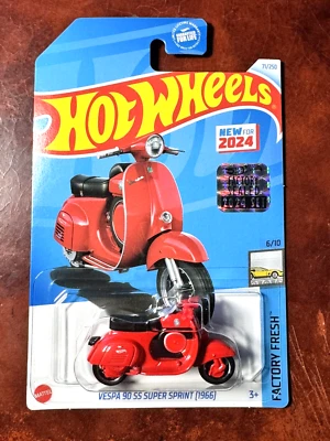 2024 Hot Wheels Red VESPA 90 SS SUPER SPRINT (1966) Bike Factory Set Car #71 - Image 1 of 4