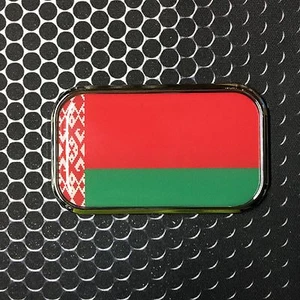 BELARUS FLAG CHROME Emblem Proud Беларусь Flag Car Domed sticker 3D 3"x 1.8" - Imagen 1 de 6