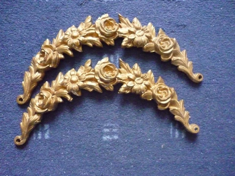Antique French  PAIR Ormolu Bronze Furniture Pediment Cover