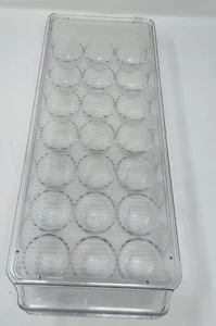21 Egg Container For Refrigerator With Lid Clear Plastic 6.5” X 16” - Picture 1 of 3