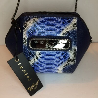 SHARIF 1827 petite little navy blue leather chain strap crossbody purse NWT - Image 1 of 4