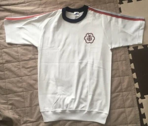 Astem Gym Shirt White Red Trim Japanese School Uniform PE Wear SizeL Unused - Picture 1 of 4