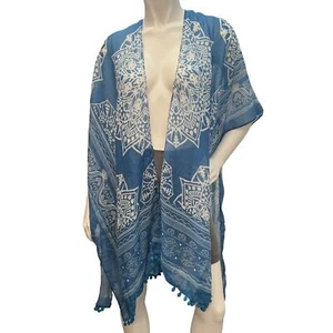 Women Beach Fashion LongFloral Print Kimono Tassel Cardigan Loose Cover One Size - Picture 1 of 9