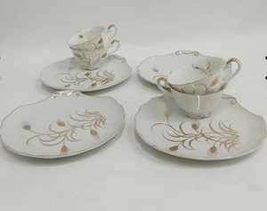 Vintage Lefton Gold Weizen Teller & Tasse Snack Sets - Bild 1 von 3