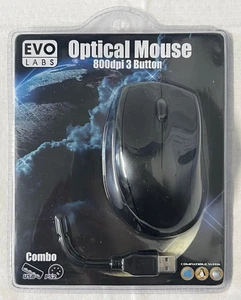 Evo Labs Optical Mouse 800dpi 3 Button USB/PS2 - Afbeelding 1 van 2